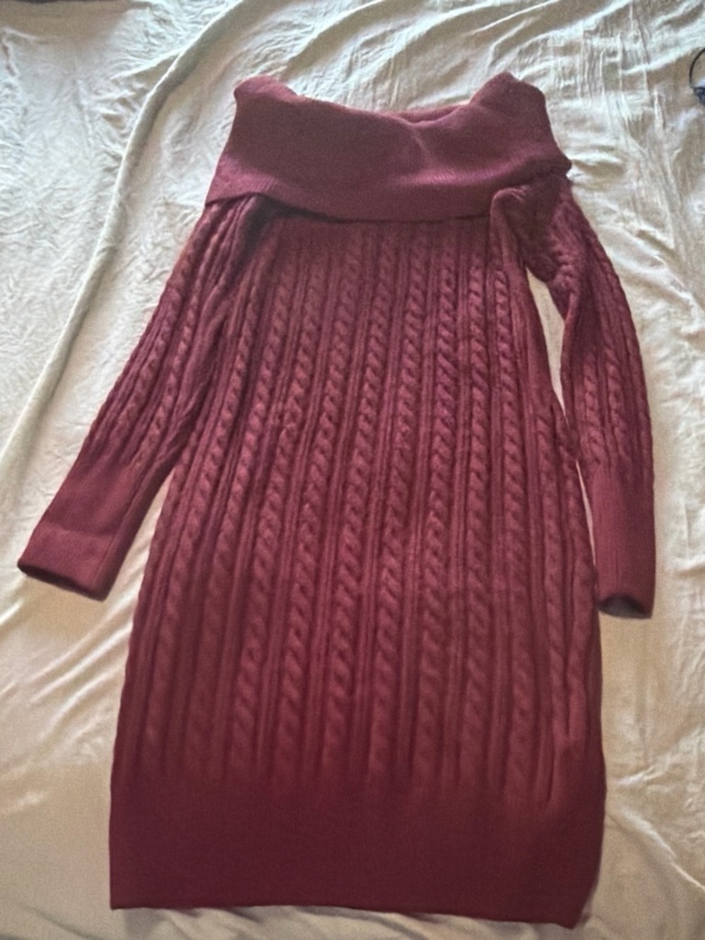 Guess Burgundy Knit Sweater with Logo Tag